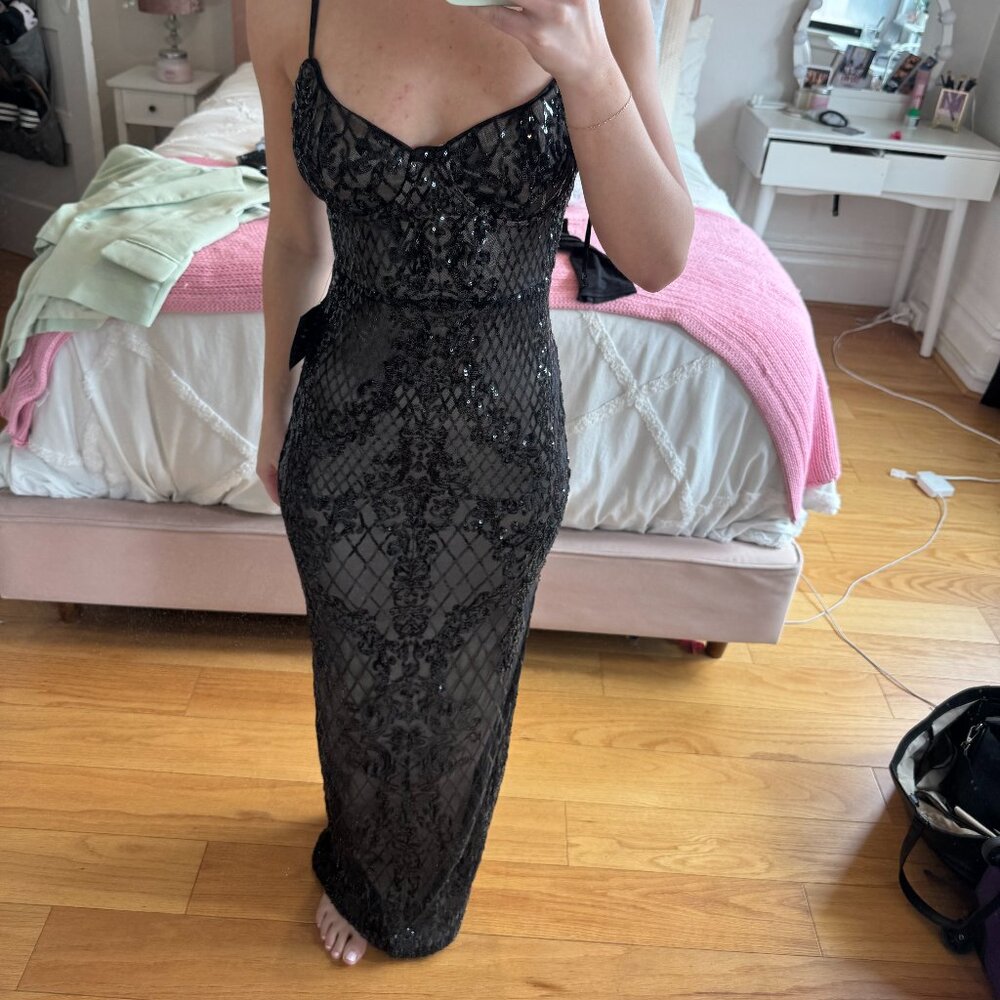 Lulus Moonlit Love Black Sequin Sleeveless Maxi Dress